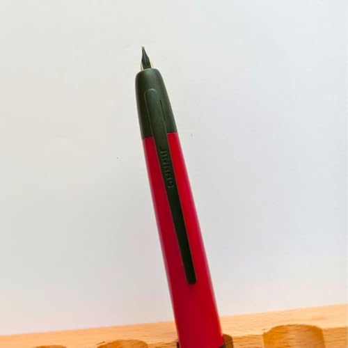 Image of GOLD LEAF Jinhao 20 Press Retractable Fountain Pen - Fine Nib with Converter - Plastic Body & Metal Clip - Multiple Colors - Smooth Writing Pen (No Ink Included) (Palace Red (Black Clip))