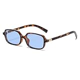 NIDOVIX Retro Rectangle Sunglasses for Women Men Small Square 90s Fashion Simple Vintage Sun Glasses UV400 Protection (Tortoise/Blue)