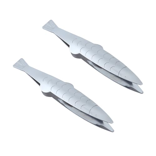 SMASOLO Fishbone Tweezers Stainless Steel Kitchen Clips Multipurpose Food Tongs Cooking Tools 2pcs Portable Pig Hair Removers for Kitchen Essentials