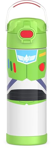 THERMOS FUNTAINER 16 Ounce Stainless Steel Vacuum Insulated Bottle with Wide Spout Lid Toy Story Buzz