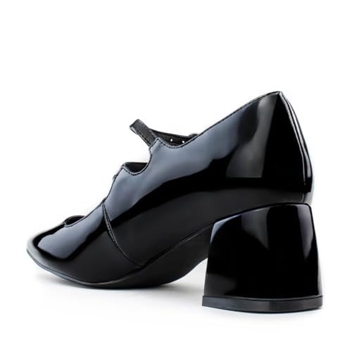 RF ROOM OF FASHION Women's Wide Fit Mary-Jane Chunky Heel Dress Pumps-True Wide Width4