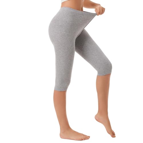 Vinconie Women Knee Leggings 3/4 Capri Cropped Leggings Under Skirt Shorts4