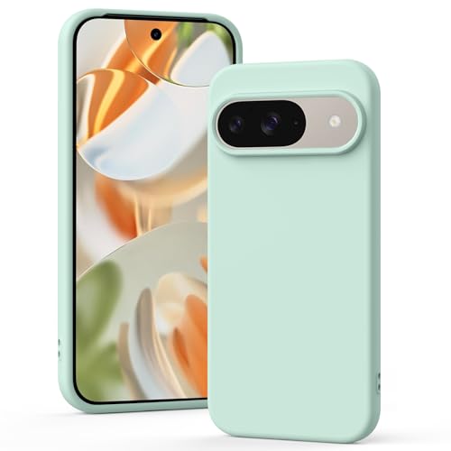 Image of Tobfit Back Cover Case Compatible with Google Pixel 9 /9 Pro, Case Cover Rugged Flexible Durable Anti-Slip Silicone Protection Shockproof Google Pixel 9 /9 Pro Back Cover (Cyan)