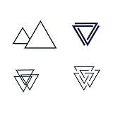 Tattwo.me – Tatouage temporaire pour adultes et enfants, dure 2 semaines, résistant à l'eau – 4 triangles à découper – Encre végétale - certificat cosmétique UE – (P0949)