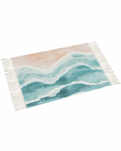 Tapete Boho Coastal Azul Verde 2x3 ft miniatura 3