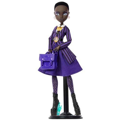 Monster High x Mercredi Bianca Barclay Poupée à Collectionner en Uniforme de pensionnaire de Nevermore avec amulette de sirène Sac à Dos et Socle pour poupée JDR71 - vue 6
