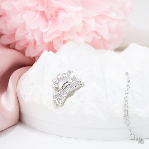 925 Sterling Silver Cute Paw Print Pendant Necklace for Women Dog Bone Necklace Cat Pet Paw Puppy Gifts for Dog Pet Lover Paw Animal Jewelry 18 inches Birthday Party3