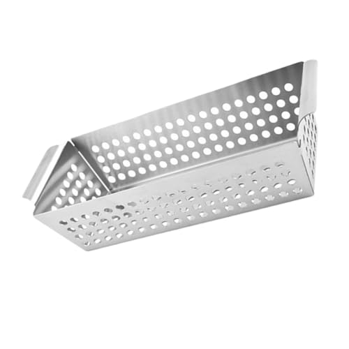 Happyyami ステンレス製グリルバスケット ダブルハンドル付き 通気孔設計 耐久性 グリルパン 家用アウトドアグリル用 食材均一加熱 簡単