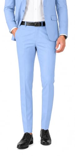 Image of Men's Trouser Slim Fit Solid Pants (30, Sky Blue)
