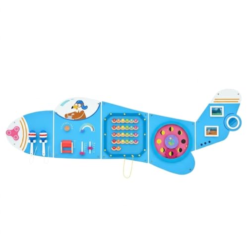 Image of Monläurd® Wooden Airplane Activity Wall Panel for Kids, Wall Toys for Toddlers 1-3, Playroom Toys, Daycare Furniture, Montessori Busy Board