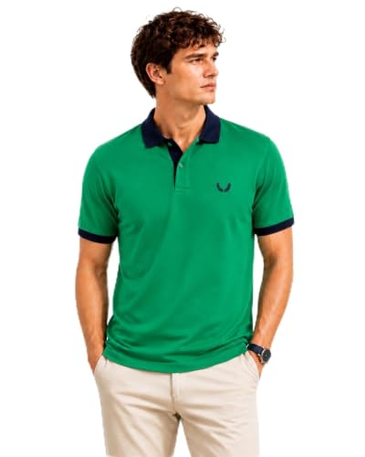 Image of Mens Pique Polo T-Shirt | Cotton Rich, Smart Fit Polo with Embroidered Logo | Casual & Sports Wear | Polo T-Shirt for Men