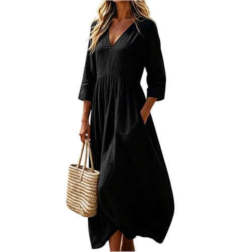 Robe en lin col V au design bohème chic pour cérémonie et cocktail