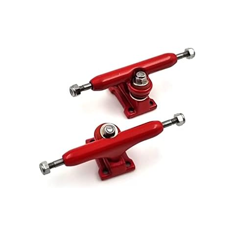 SPITBOARDS Dedos Pro Trucks with Real Lock-Nuts, Single Axis, Kingpins, Rubber O-Ring Urethane Bushings, Width 32mm (Red) Cover