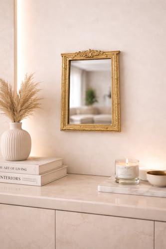 Image of Ornate Mirror Rectangular Baroque Style Decorative Carved Frame Antique Finish Home Decor