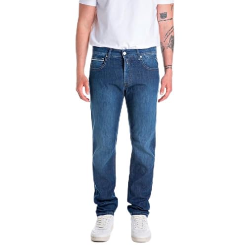 Replay Grover X-Lite Plus Jeans, 009 Azul Medio, 27W x 30L Hombres