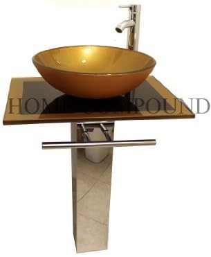 23-inch Wide Glass Vessel Bathroom Vanity Combo Mustard Gold