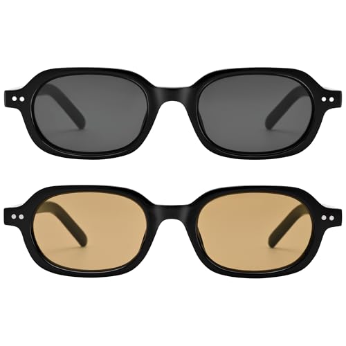 Hycredi Retro Rectangle Sunglasses for Women - Trendy Small 90s Square Sun Glasses Narrow Shades 5