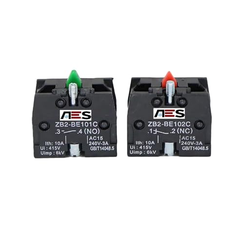 Image of AES XAC Series Push Button Switch Contact Block - ZB2-BE101C (NO) & ZB2-BE102C (NC) | Auxiliary Contact Block 10A 500V for Industrial Machines, Automation & Control Panels | (3 NO + 3 NC)