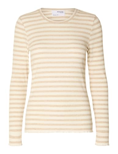 T-shirt manches longues à rayures Selected Femme pour femme en coton