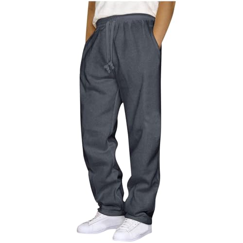 Sweatpants for Men Straight Leg - Open Bottom Joggers Lightweight Big and Tall Comfy Fleece Track Jogging Sweat Pants