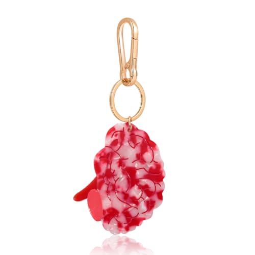 Novelty Keychain with Gold Metal Hook, Pink and Clear Design for Women Girls Gift