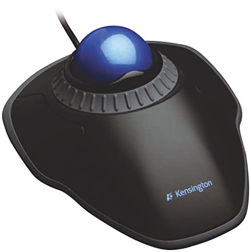 Kensington K72337EU Ratón Orbit, Ratón con Cable Compacto y Ergonómico con Trackball, Para Mac y Windows con Anillo de Desplazamiento, Diseño Ambidiestro y Seguimiento Óptico, Azul/ Negro