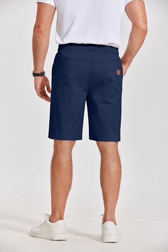 Image of COOFANDY Mens Casual Shorts Cotton Elastic Waist Drawstring Shorts Lightweight Summer Beach Shorts