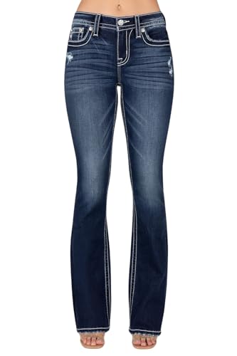 Miss Me Women's Western Lone Star Longhorn Mid-Rise Bootcut Jeans2
