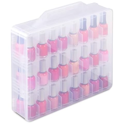 MEMEDA Nail Polish Organizer Case for 48 Bottles, Double Side Gel Nail Polish Holder with Adjustable Dividers, Portable Clear Storage Cover