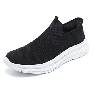 JiuQing Men’s Slip-On Running Shoes Mesh Lightweight Walking Gym Shoes