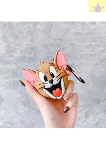 Image of Like Star (2024) Cartoon Design Case Cover for Apple AirPods Pro /Pro2, 360 Full-Body Protective Case Shockproof with Keychain Skin Protector Cover for Men and Women (Jerry) with (Cable Protector)