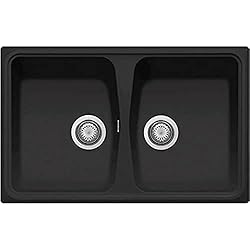 Fregadero Cuarzo Negro Plados Fregadero de cuarzo de cocina empotrado SP0792 dos bañeras - Negro Matt