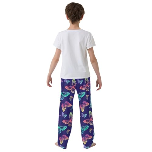 Rainbow Butterfly Blue Boys Pants for Kids Jogger Pants with Pockets S-XL3