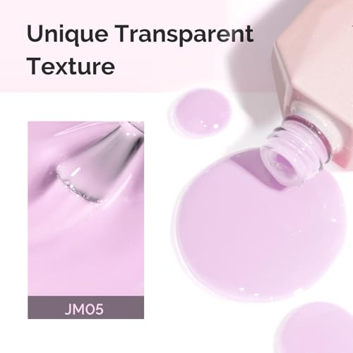 Image of MelodySusie Milky Gel Nail Polish, 0.5Fl Oz Jeweliver Gel Polish Milky White Purple Pastel Color Soak Off UV LED Light Cure Spring Summer Colors Manicure Nail Art DIY at Home JM05