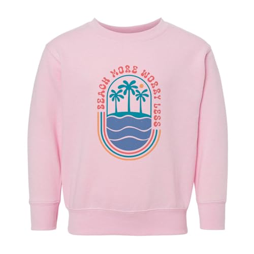 Beach More Worry Less Kids Sweatshirt Toddler 2T Pink