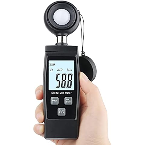 Light Meter, XRCLIF Handheld Lux Meter for Ambient Light Intensity Monitoring, Digital Photometer Range up to 200,000 Lux, Photo Illuminance Sensor with MAX/MIN Data Hold for Grow Plants Led Cover