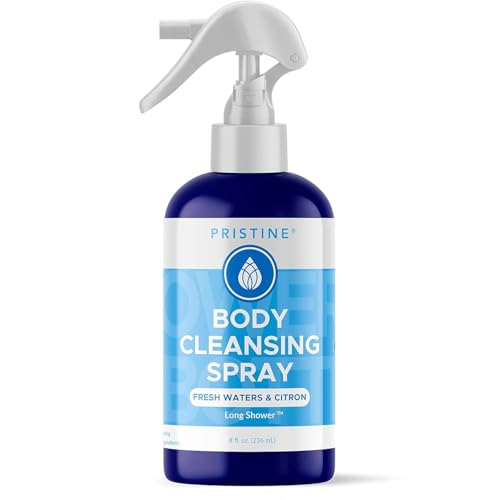 PRISTINE Waterless Body Wash Spray, No Rinse Body Cleanser for Women & Men, Sensitive Skin Wash, Bathing & Cleansing Wipes for Adults No Rinse, Daily Shower Spray Alternative, Fresh Waters & Citron