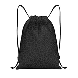 Gianlaima Black & Grey Leopard Drawstring Backpack & Gym Sack - Sport, Yoga, Dance & Travel Bag for Men & Women
