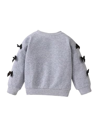 WDIRARA Toddler Girl's Bow Knot Sweatshirt Crew Neck Long Sleeve Pullovers Cute Tops2