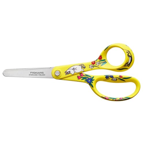 Fiskars X Mumin Tijeras infantiles con diseño Mumin, Para diestros, Longitud: 13 cm, Hojas seguridad de acero inoxidable, Señorita Snork, 1067191