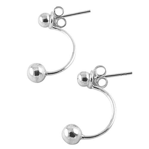 apop nyc 925 Sterling Silver Simple Round Bead Jacket Stud Earrings [Jewelry]