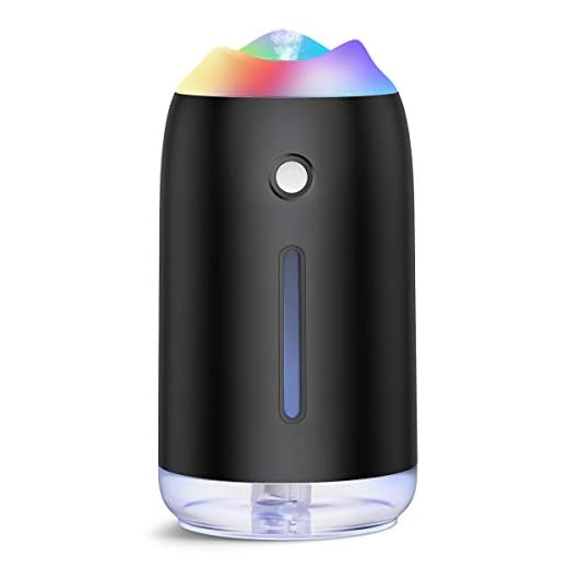 Portable Car Humidifier 310ml Mini Humidifier Super Quiet Cool Mist Humidifiers USB Personal Desktop Colorful Night Light Humidifier (2 in 1) for Car Office Travel Baby Home Bedroom Small Humidifiers