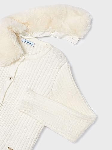 Mayoral Faux Fur Collar Cardigan for Girls Chickpea3