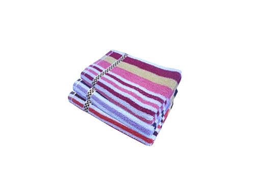 Image of Space Fly 500 GSM Cotton Hand Towels 11x17 Inch - Pack of 3 Soft & Absorbent Striped Face Towels - Quick Dry, Lightweight, Skin-Friendly - for Kitchen, Gym, Bath, Travel