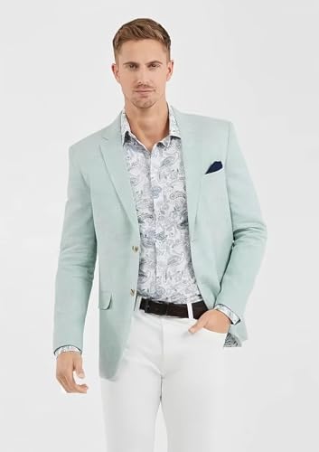 Mens Lightweight Linen Suit Blazer Jacket Casual Summer Wedding Style3