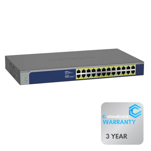 Image of NETGEAR GS524PP 24-Port 𝐏𝐨𝐄+ Switch | Unmanaged | Rack-Mountable | 300W Power | Cloud Care's 3-Year Warranty SupportPlus Included