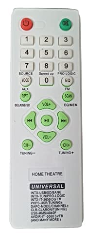 Ehop IT-2640 Compatible Home Theatre Remote Control for INTEX 2650,4040F Avoir-IT5060 SFB/Pro-Logic/USB Tuning/Claron/Dapic/Bang/FM/USD/SD