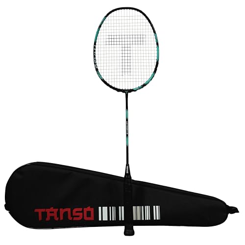 Image of TANSO Katana 1.0 Graphite Strung Badminton Racket with Free Racquet Cover (32 Lbs Tension, Aerodynamic Frame, Full Carbon Fibre)