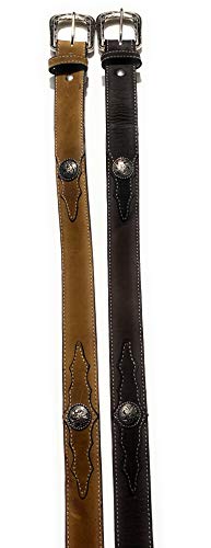 MENS CONCHO DECORATED WESTERN BELT COWBOY RODEO CONCHO LEATHER BELT (40, Dark Brown)3