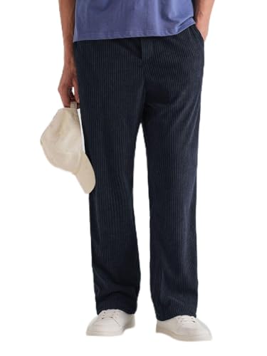 Image of Banana Club Deep Black Corduroy Pant - Regular Fit, Solid, Corduroy Casual Trousers with Textured Fabric, Comfortable Fit